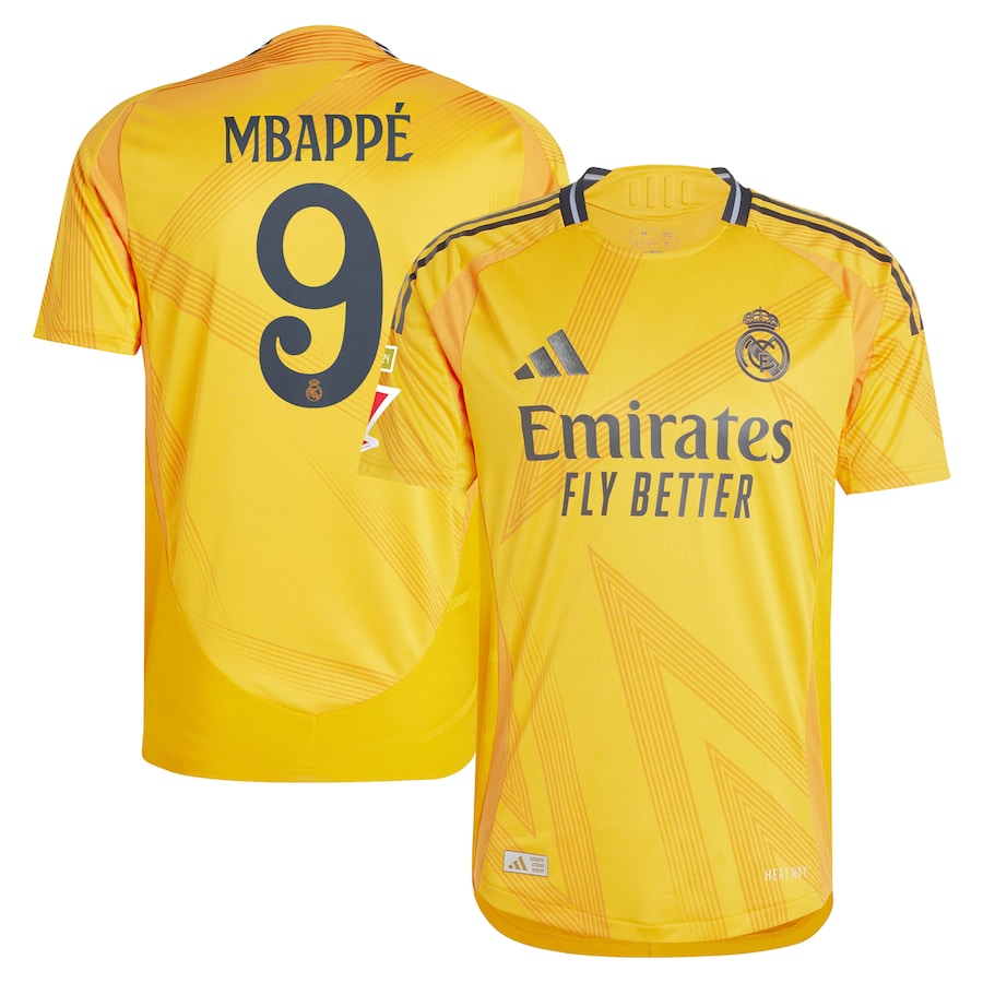Kylian Mbappé Real Madrid adidas 2024 25 Away Jersey - Orange Official Team Jersey Sports Fan Apparel