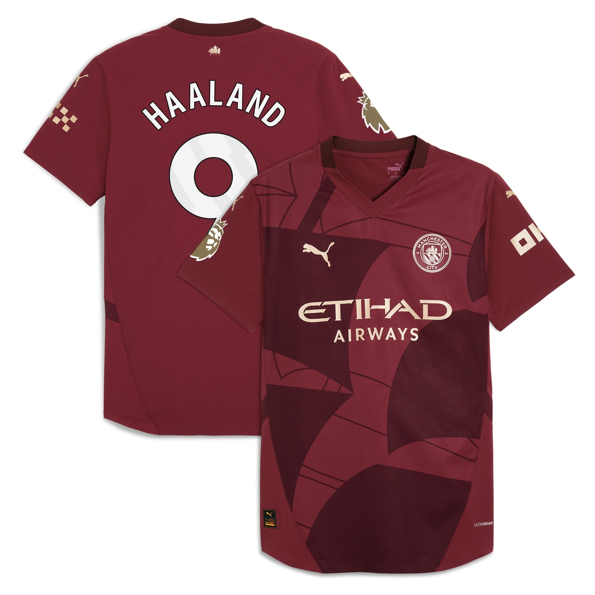 Erling Haaland Manchester City Puma 2024 25 Third Player Jersey - Burgundy Official Team Jersey Sports Fan Apparel