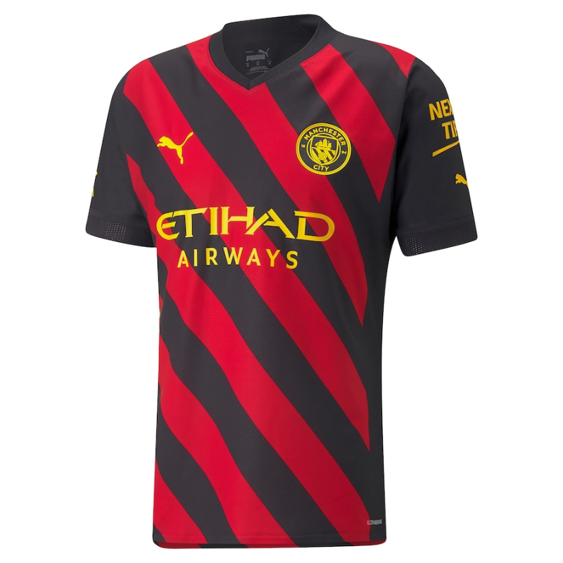 Manchester City Away Shirt 2022-23 with Haaland 9 printing Unisex Jersey Official Team Jersey Sports Fan Apparel