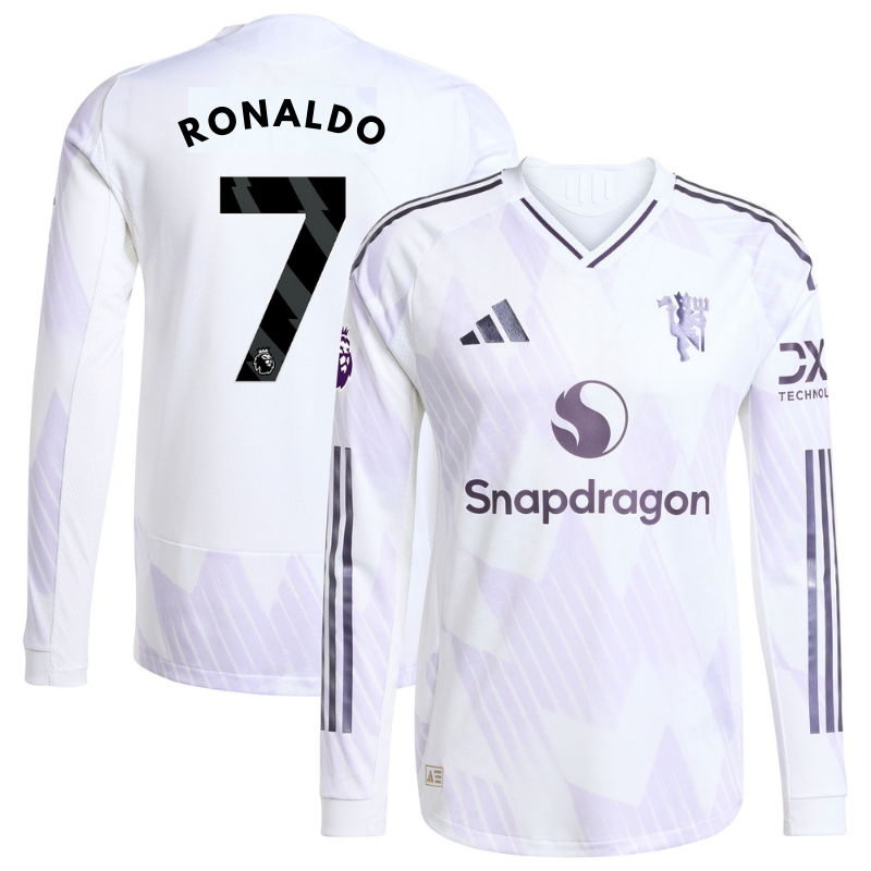 Cristiano Ronaldo Manchester United adidas 2025 26 Away Long Sleeve Player Jersey - White Official Team Jersey Sports Fan Apparel