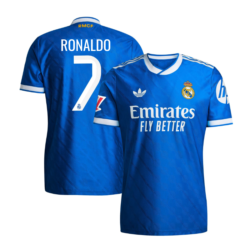 Cristiano Ronaldo 7 Real Madrid adidas 2025 26 Third Player Jersey - Blue Official Team Jersey Sports Fan Apparel
