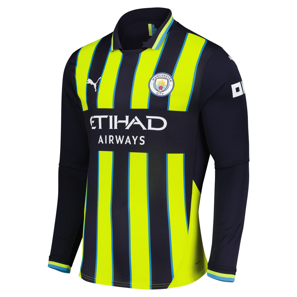 Erling Haaland 9 Manchester City Puma 2024 25 Away Long Sleeve Player Jersey - Navy Official Team Jersey Sports Fan Apparel