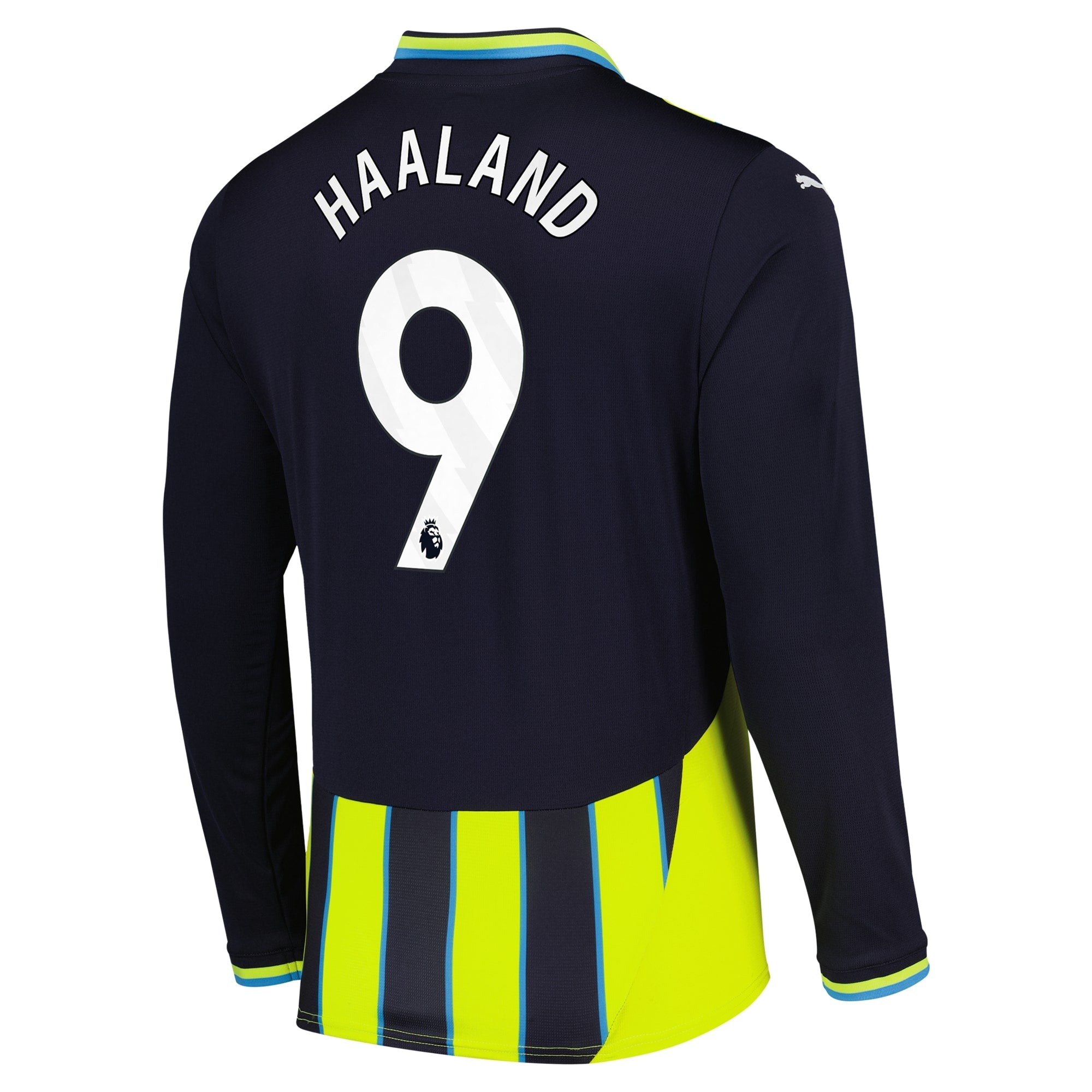 Erling Haaland 9 Manchester City Puma 2024 25 Away Long Sleeve Player Jersey - Navy Official Team Jersey Sports Fan Apparel