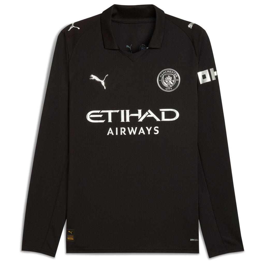 Erling Haaland Manchester City Puma 2025 26 Away Long Sleeve Player Jersey - Black Official Team Jersey Sports Fan Apparel