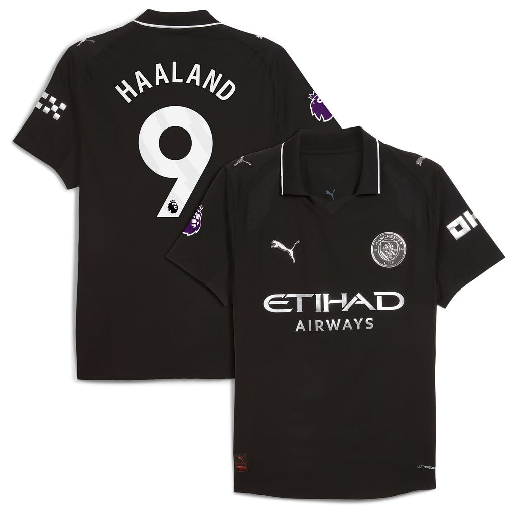 Erling Haaland Manchester City Puma 2025 26 Away Player Jersey - Black Official Team Jersey Sports Fan Apparel