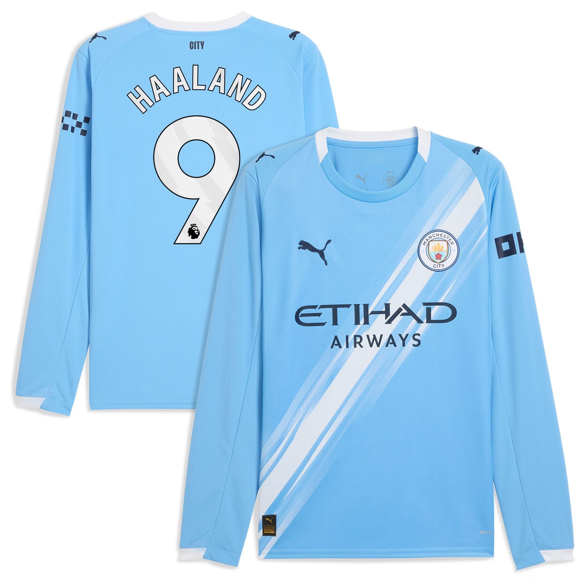 Erling Haaland Manchester City Puma 2025 26 Home Long Sleeve Player Jersey - Sky Blue Official Team Jersey Sports Fan Apparel