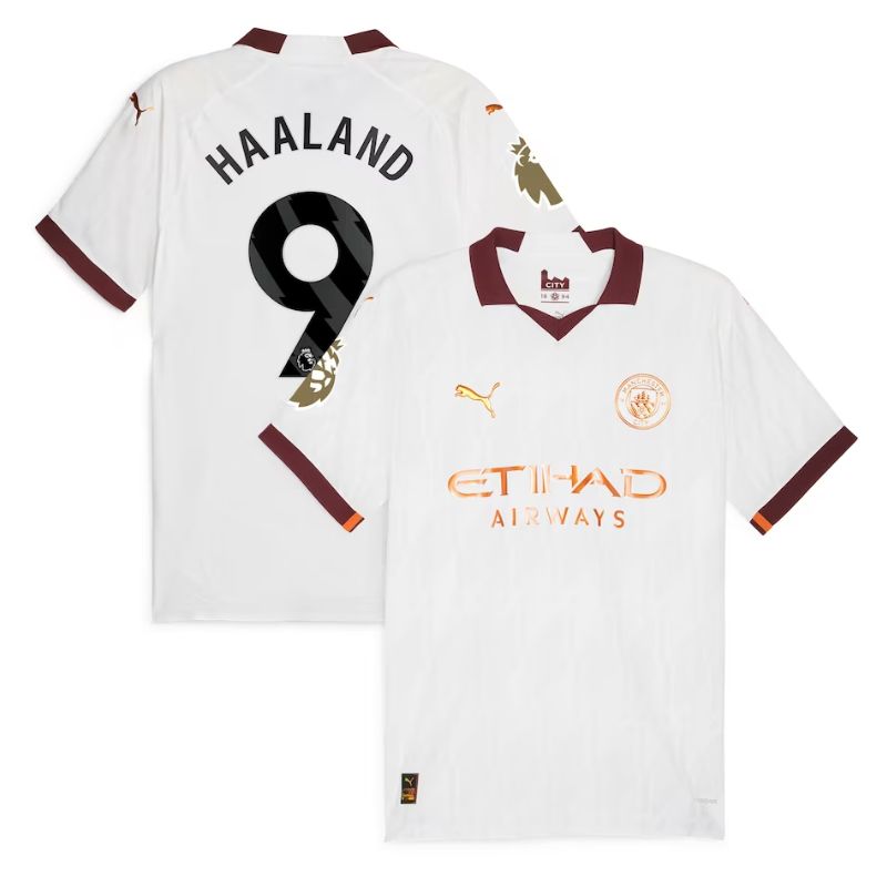 Erling Haaland Manchester City Shirt 2023 24 Away Jersey - White Official Team Jersey Sports Fan Apparel
