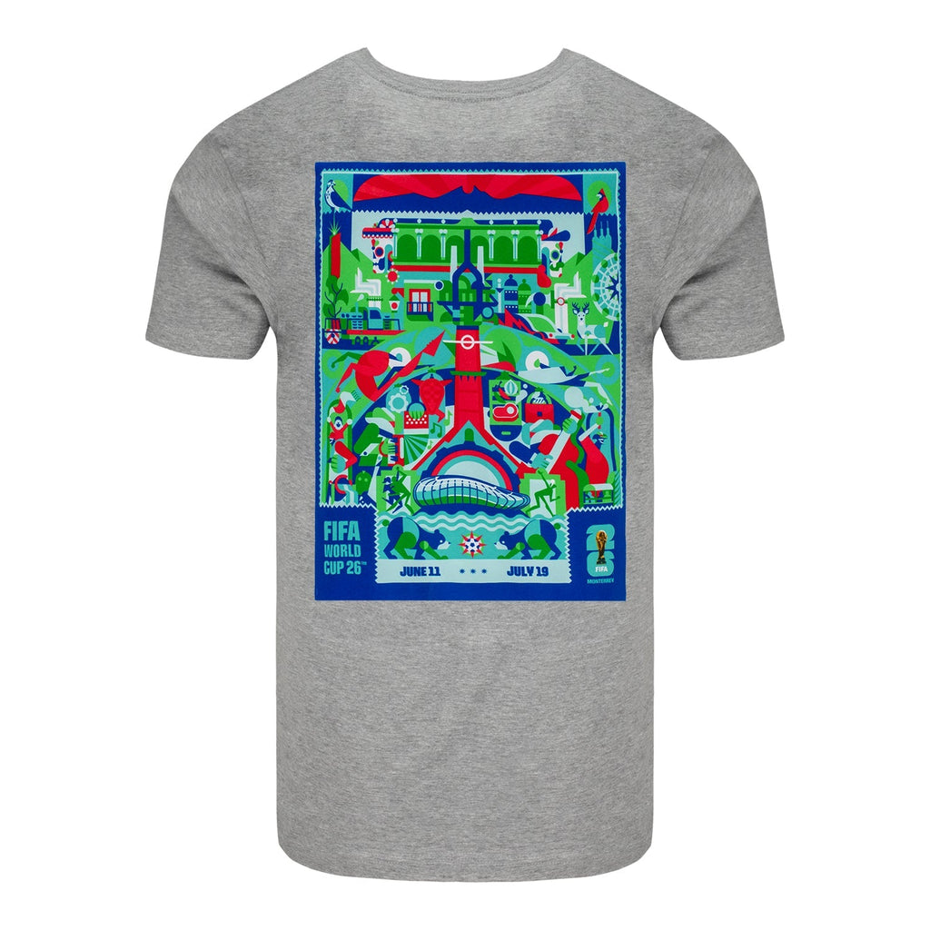 FIFA World Cup 2026 Monterrey Poster Grey T-Shirt ESP - Unisex Casual Graphic T Shirt