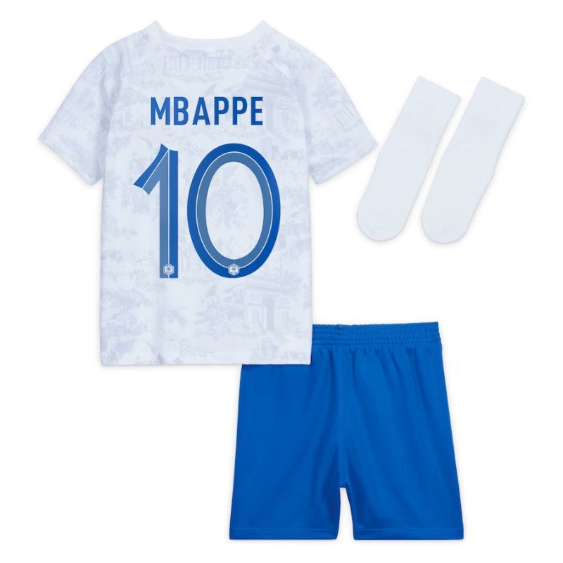 France Away Kit 2022 - Kids - Kylian Mbappé 10 Jersey - White Official Team Jersey Sports Fan Apparel