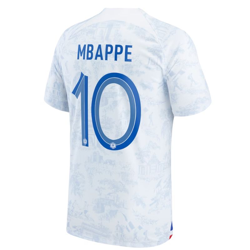 France Away Shirt 2022 - Kylian Mbappé 10 Player Jersey - White Official Team Jersey Sports Fan Apparel
