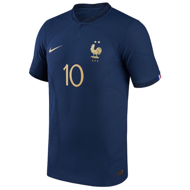 France Home Shirt 2022 - Kylian Mbappé 10 Player Jersey - Navy Official Team Jersey Sports Fan Apparel