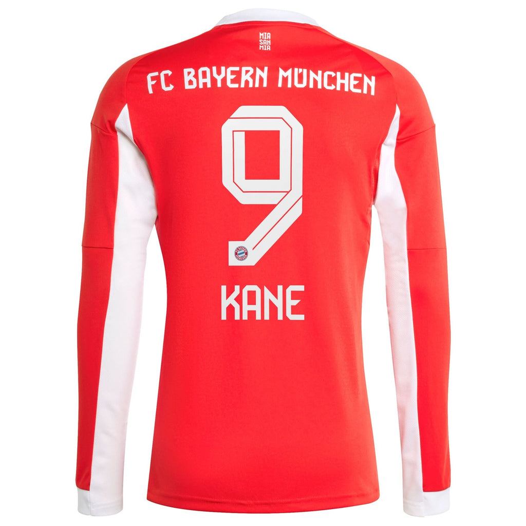 Harry Kane Bayern Munich Adidas 2025 26 Home Long Sleeve Jersey - Red Official Team Jersey Sports Fan Apparel