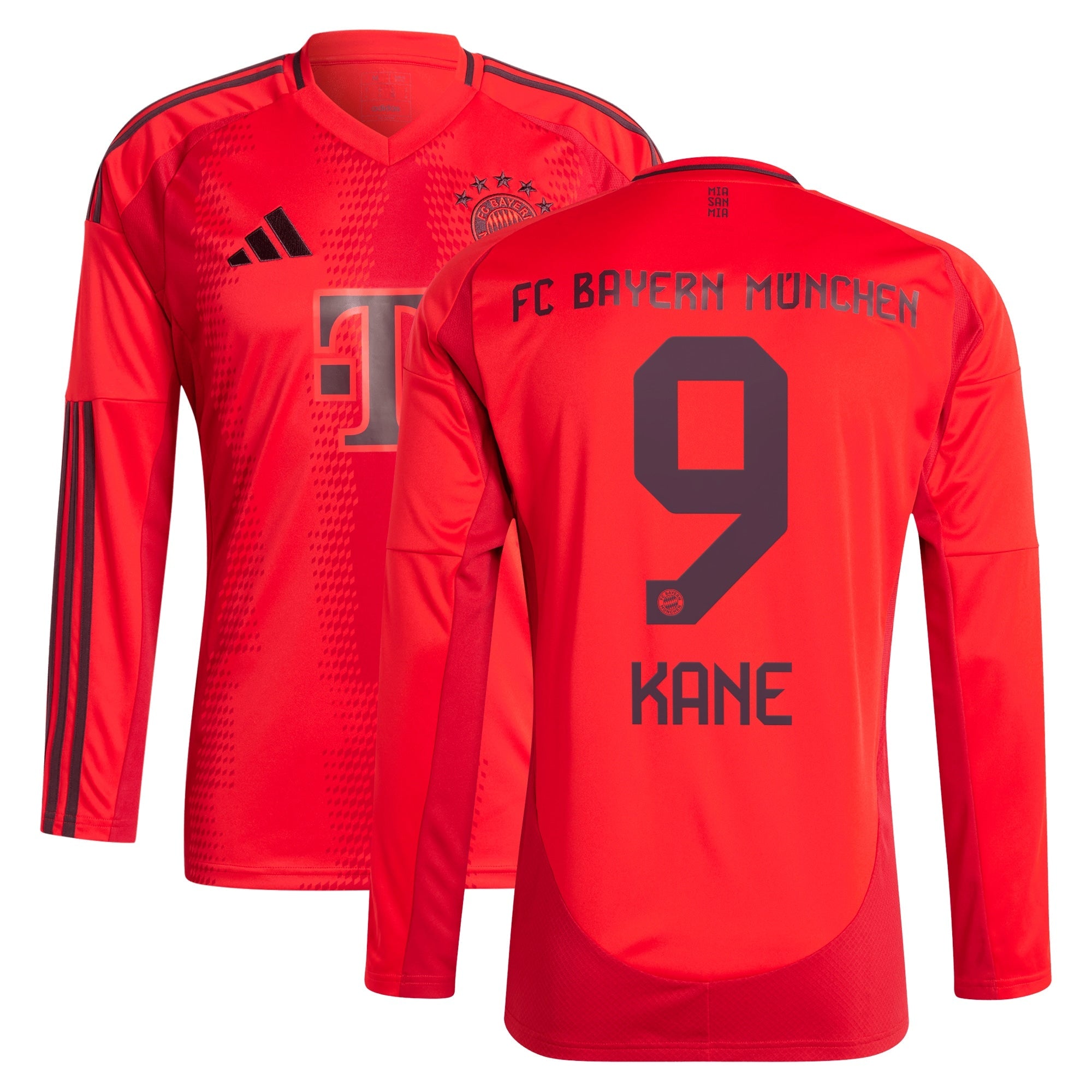 Harry Kane Bayern Munich adidas 2024 25 Home Long Sleeve Player Jersey - Red Official Team Jersey Sports Fan Apparel
