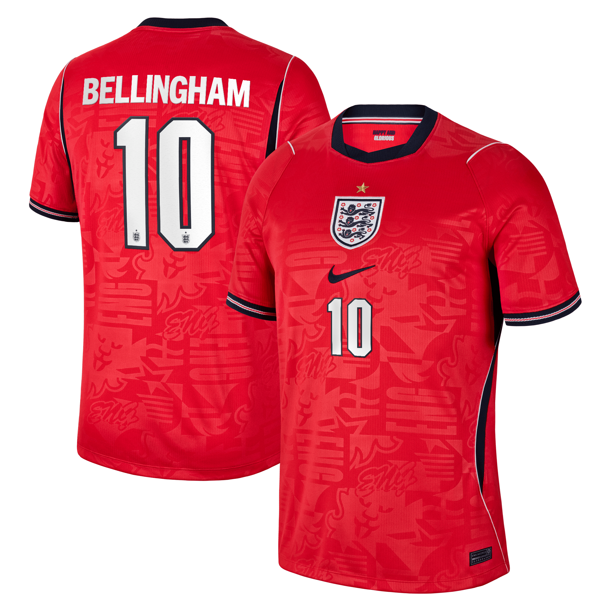 Jude Bellingham England National Team Nike 2026 Away Stadium Replica Jersey - Red Official Team Jersey Sports Fan Apparel