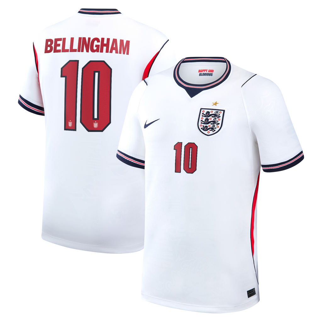 Jude Bellingham England National Team Nike 2026 Home Stadium Replica Jersey - White Official Team Jersey Sports Fan Apparel