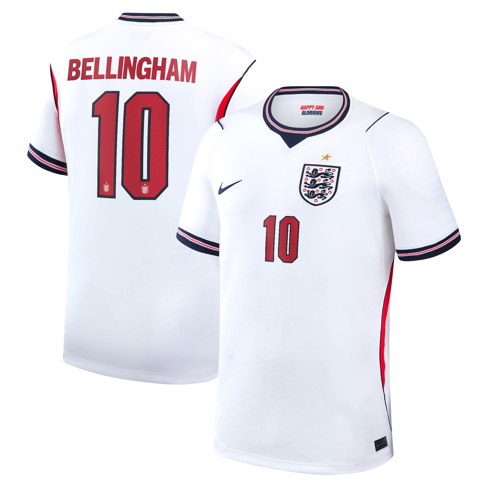 Jude Bellingham England National Team Nike 2026 Home Stadium Replica Jersey - White Official Team Jersey Sports Fan Apparel