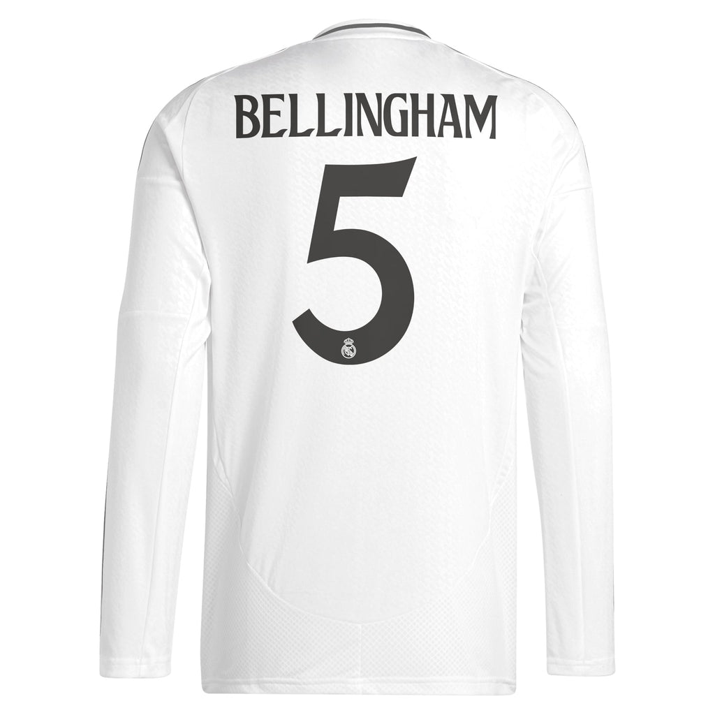 Jude Bellingham Real Madrid Adidas 2024 25 Home Long Sleeve Player Jersey - White Official Team Jersey Sports Fan Apparel