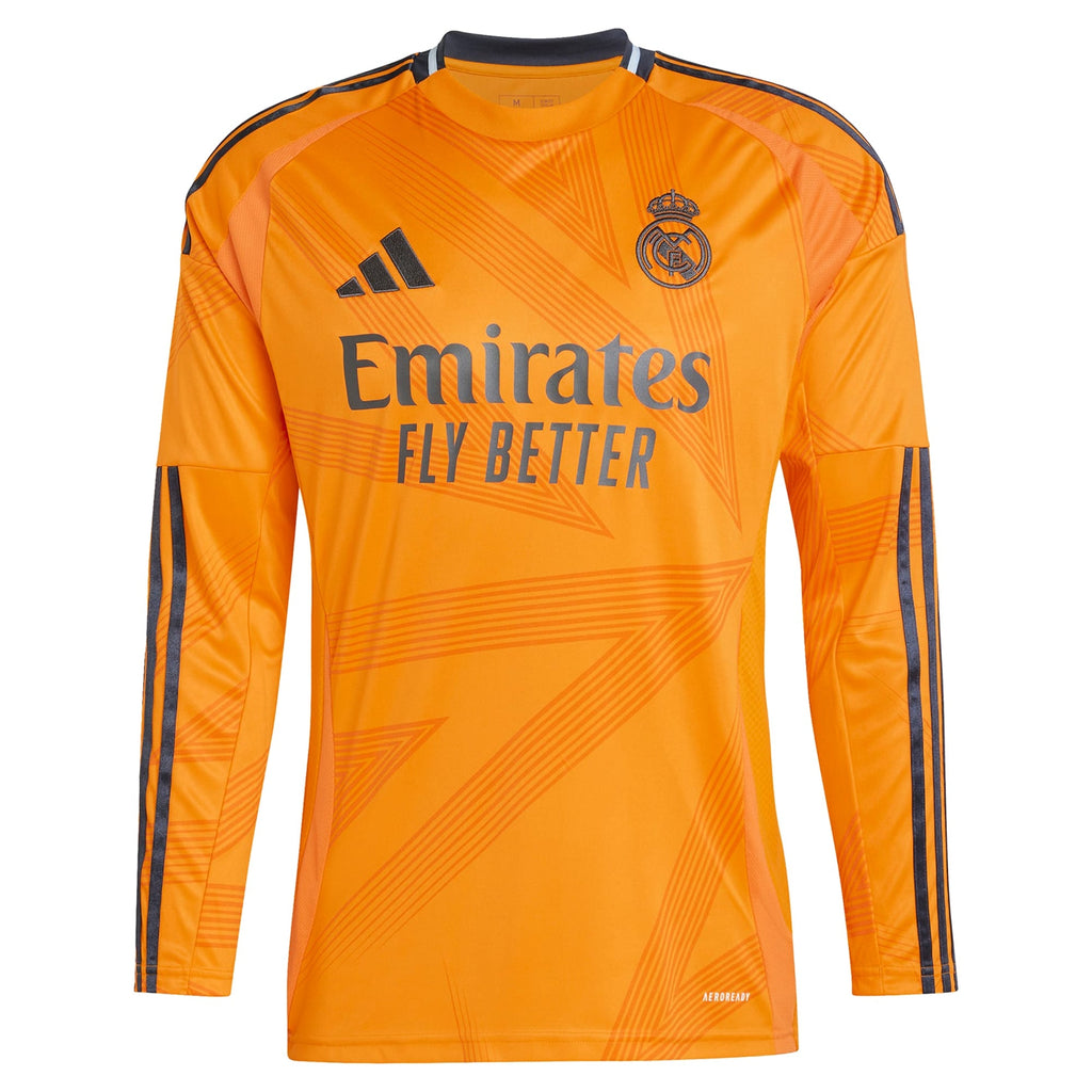 Jude Bellingham Real Madrid adidas 2024 25 Away Long Sleeve Player Jersey - Orange Official Team Jersey Sports Fan Apparel