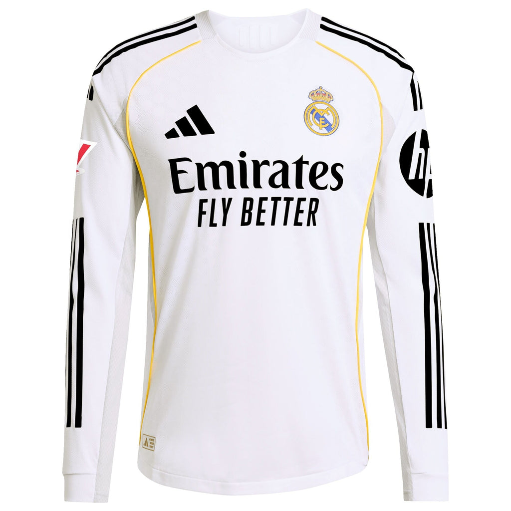 Jude Bellingham Real Madrid adidas 2025 26 Home Long Sleeve Jersey - White Official Team Jersey Sports Fan Apparel