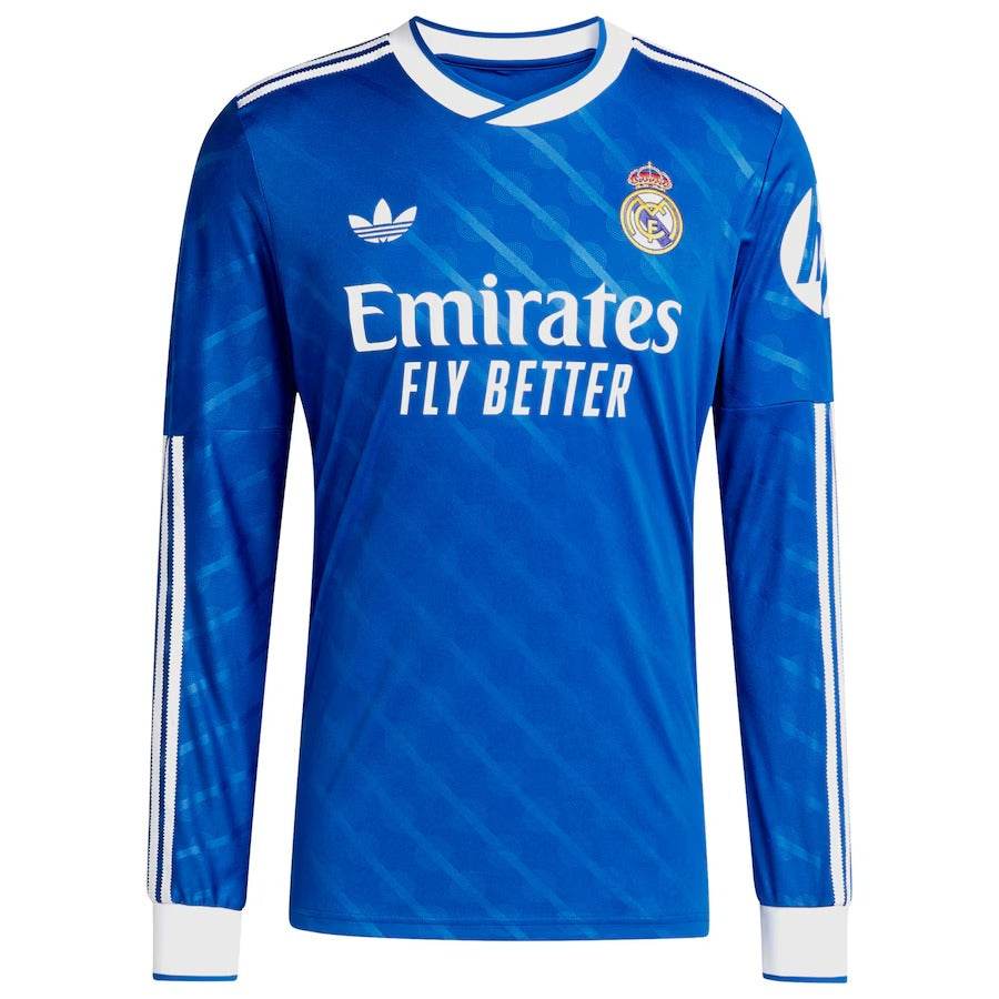 Kylian Mbappé Real Madrid adidas 2025 26 Third Long Sleeve Player Jersey - Blue Official Team Jersey Sports Fan Apparel