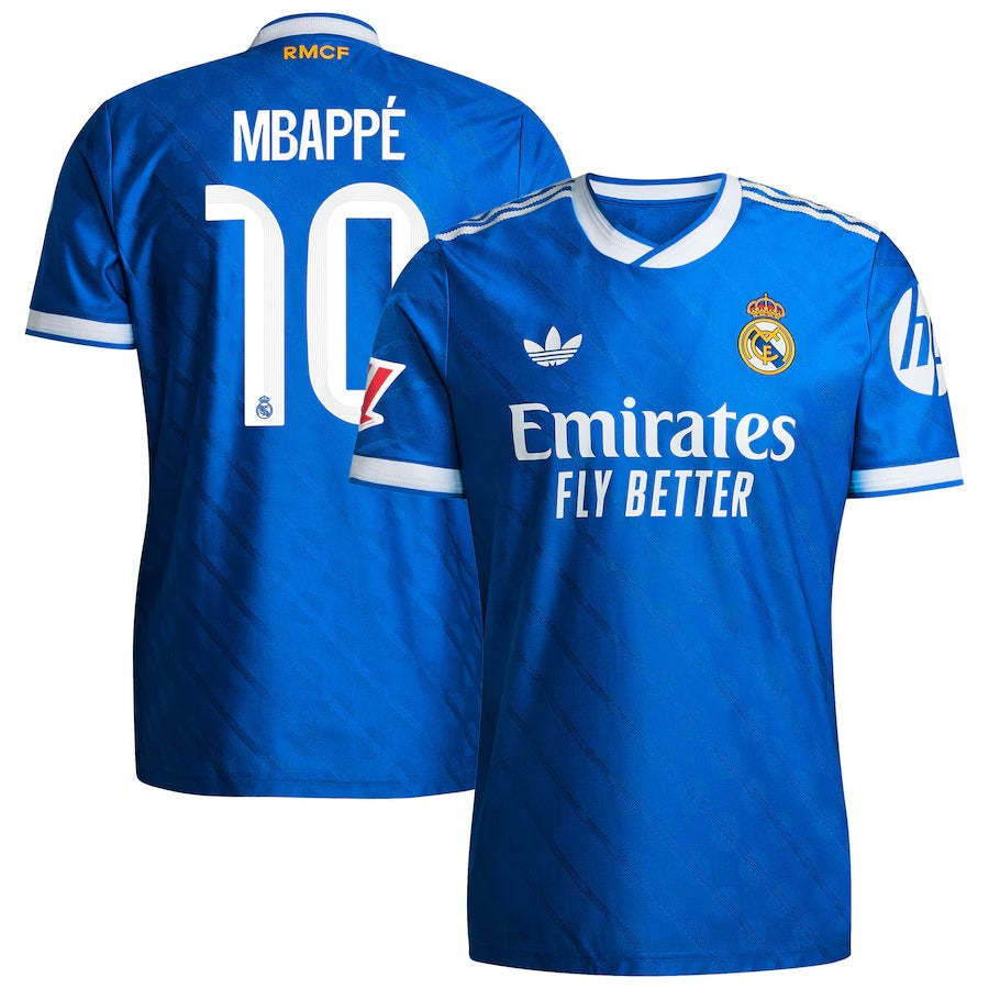 Kylian Mbappé Real Madrid adidas 2025 26 Third Player Jersey - Blue Official Team Jersey Sports Fan Apparel