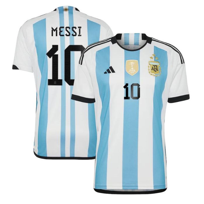 Lionel Messi 10 Argentina National Team 2022 23 Winner Player Jersey - White Official Team Jersey Sports Fan Apparel