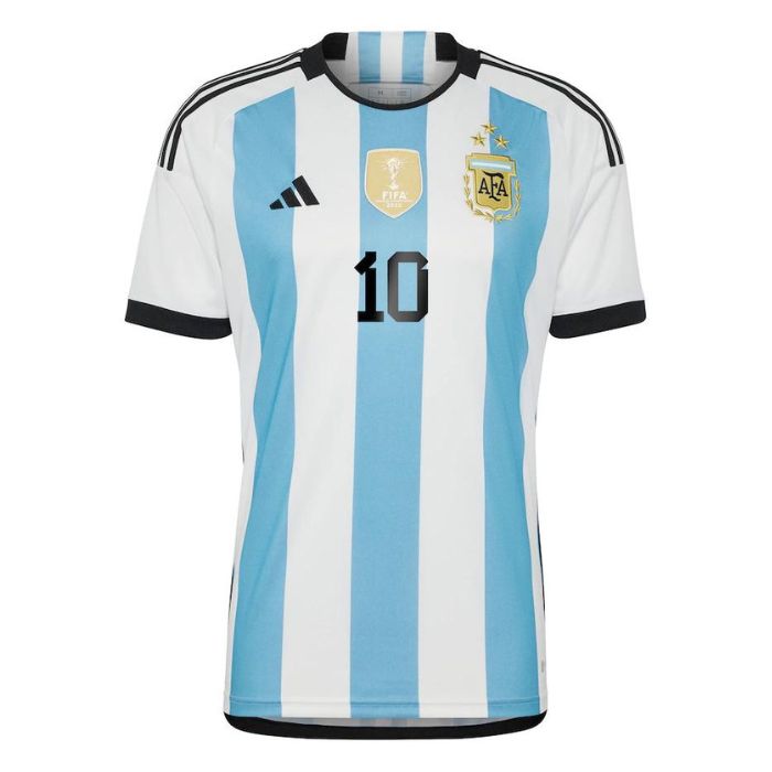 Lionel Messi 10 Argentina National Team Shirt 2022 Winners Home Jersey White Official Team Jersey Sports Fan Apparel