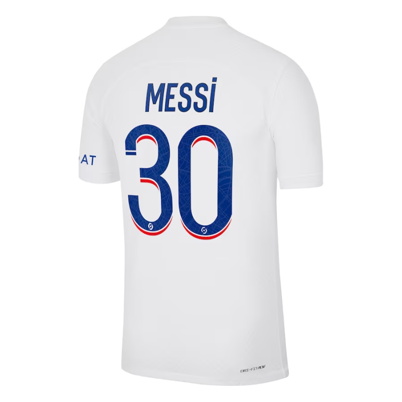 Lionel Messi Paris Saint-Germain 2022 23 Third Vapor Match Men s Authentic Jersey- White Official Team Jersey Sports Fan Apparel