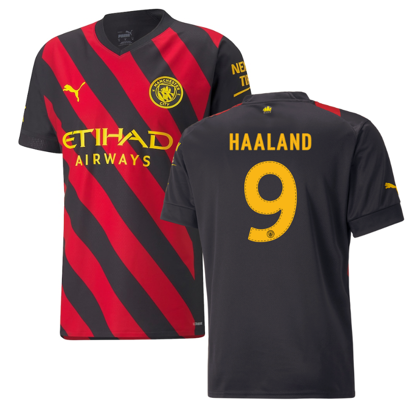 Manchester City Away Shirt 2022-23 with Haaland 9 printing Unisex Jersey Pro Official Team Jersey Sports Fan Apparel