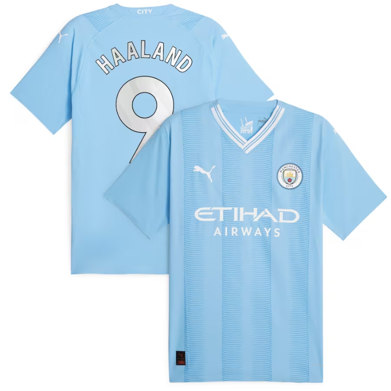 Manchester City Home Puma 2023-24 Jersey Haaland 9 printing - Blue Official Team Jersey Sports Fan Apparel