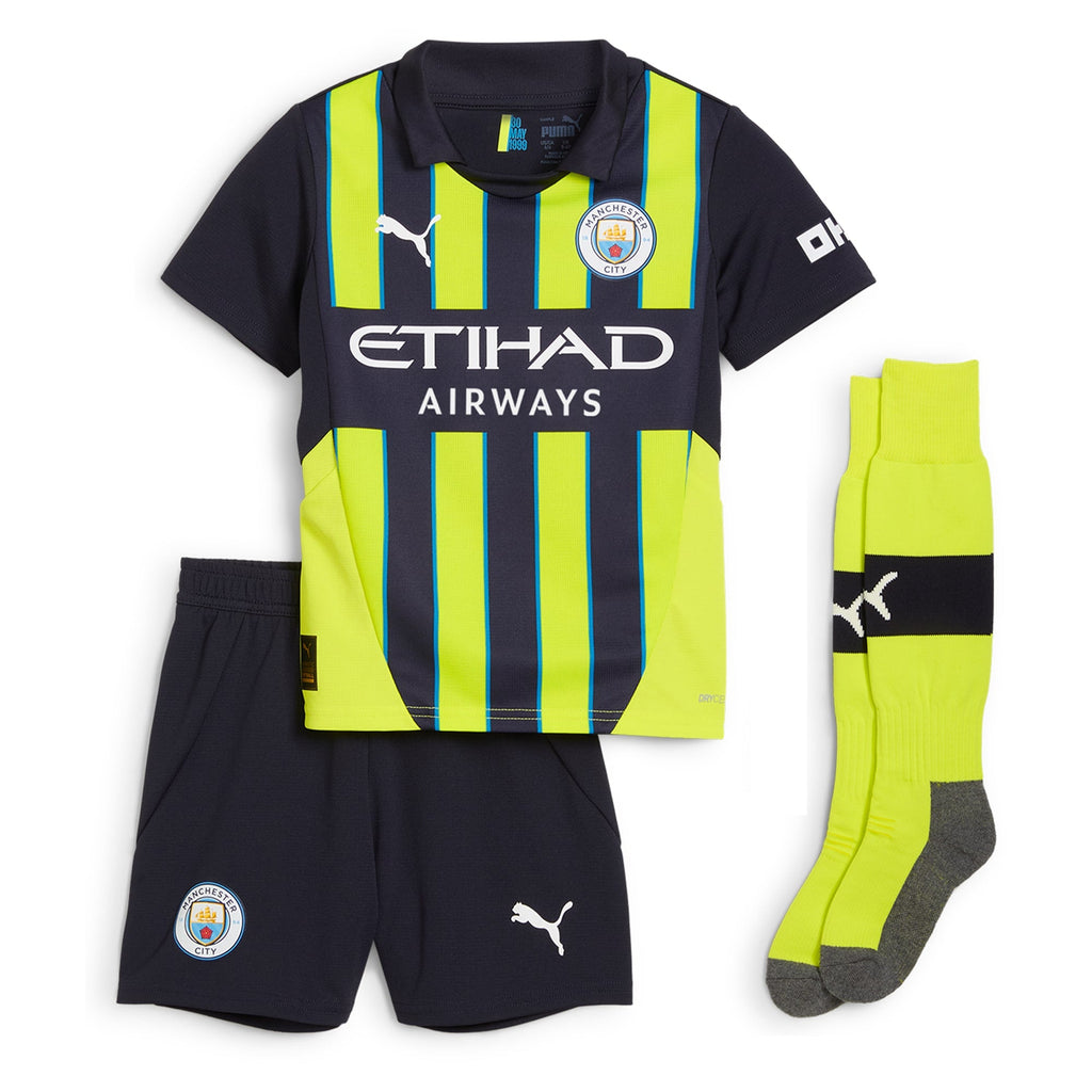 Manchester City PUMA Away Minikit 2024-25 with Haaland 9 printing Kids Jersey Official Team Jersey Sports Fan Apparel