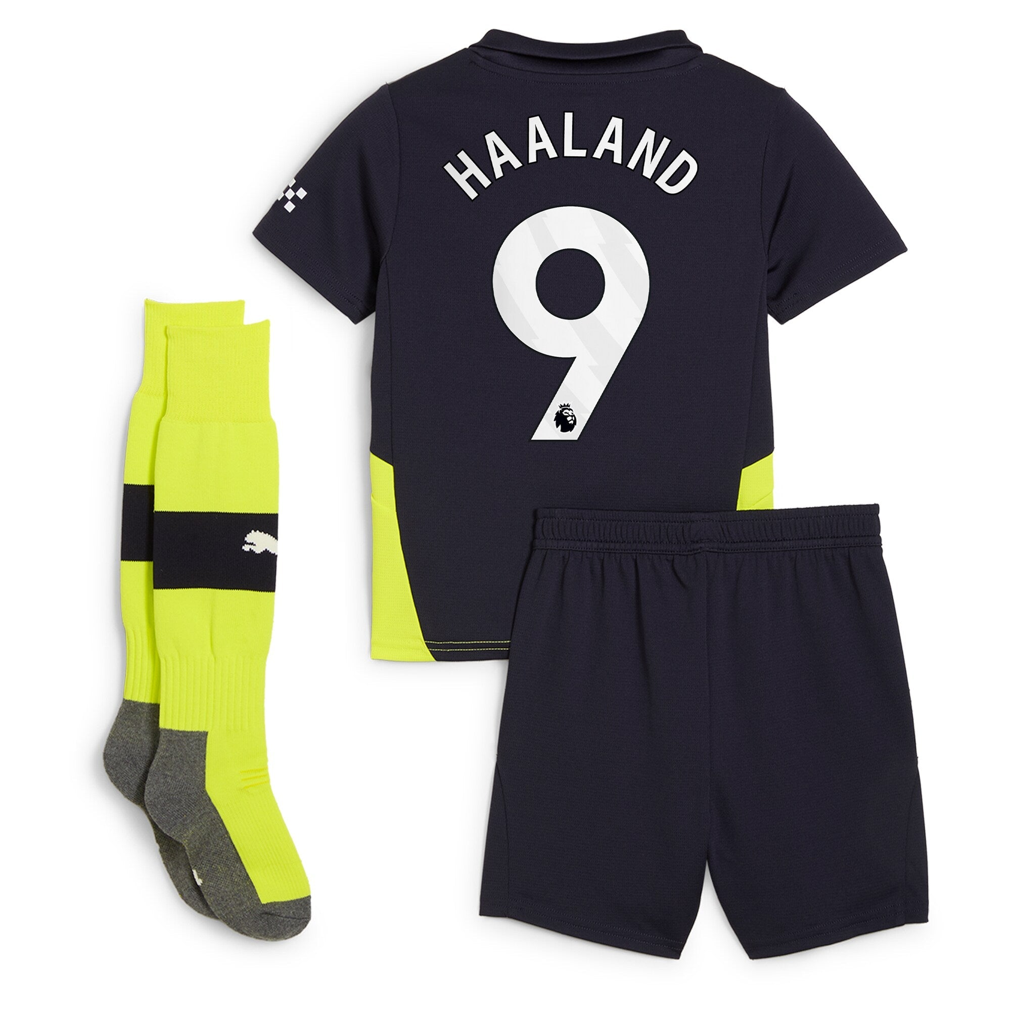 Manchester City PUMA Away Minikit 2024-25 with Haaland 9 printing Kids Jersey Official Team Jersey Sports Fan Apparel