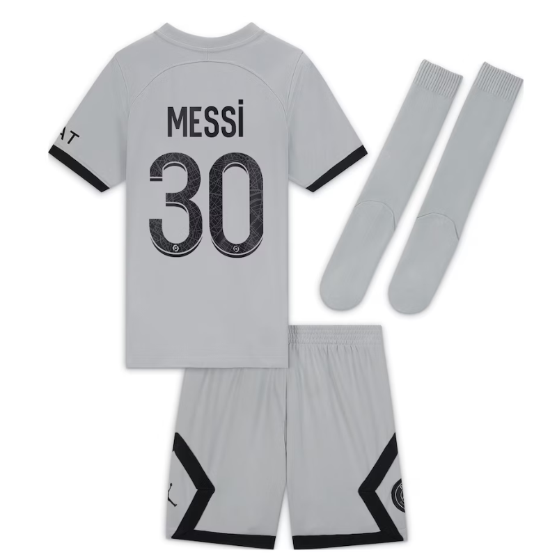 Paris Saint-Germain Away 2022-23 - Little Kids with Messi 30 printing Official Team Jersey Sports Fan Apparel