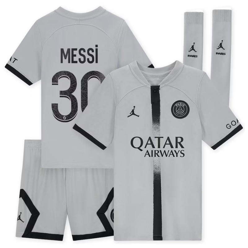 Paris Saint-Germain Away 2022-23 - Little Kids with Messi 30 printing Official Team Jersey Sports Fan Apparel