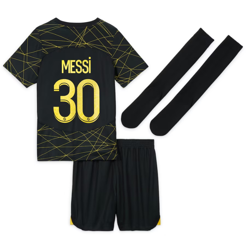 Paris Saint-Germain Fourth 2022-23 - Little Kids with Messi 30 printing Official Team Jersey Sports Fan Apparel