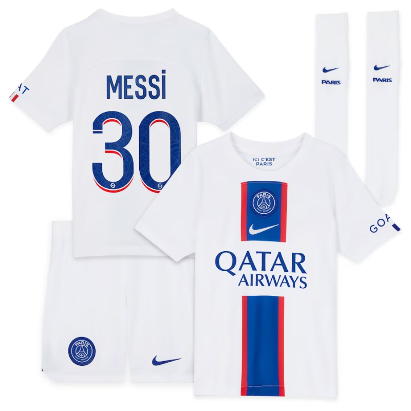 Paris Saint-Germain Third 2022-23 - Little Kids with Messi 30 printing Official Team Jersey Sports Fan Apparel