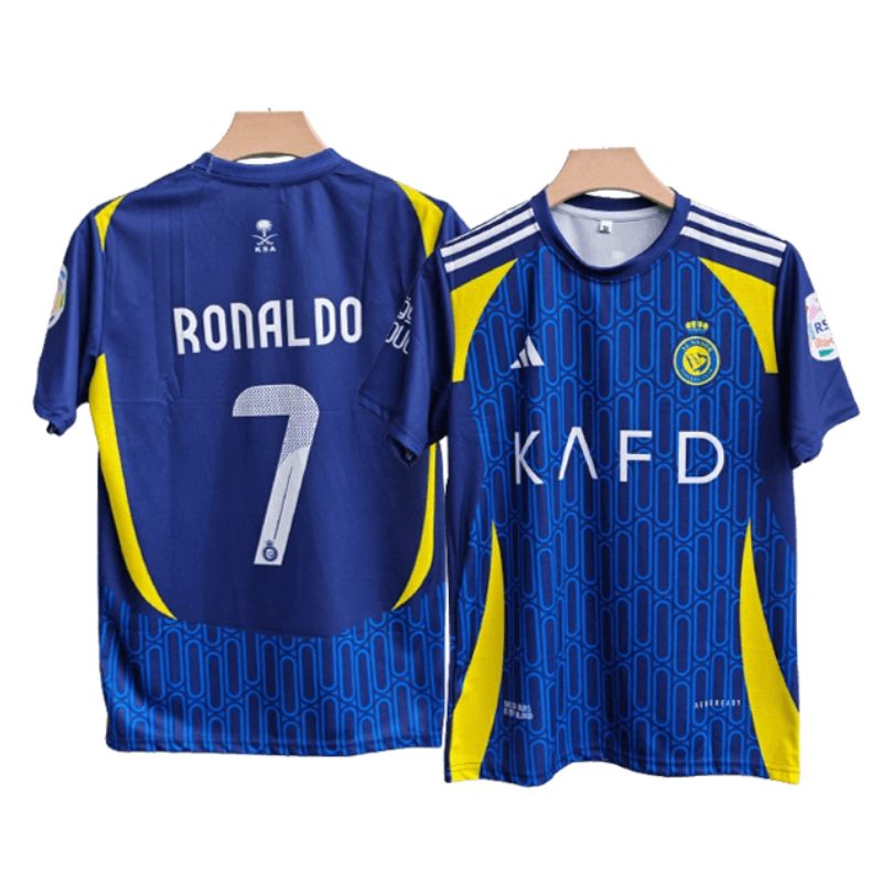 adidas Al Nassr Ronaldo Away Jersey 2025 Blue Yellow Official Team Jersey Sports Fan Apparel