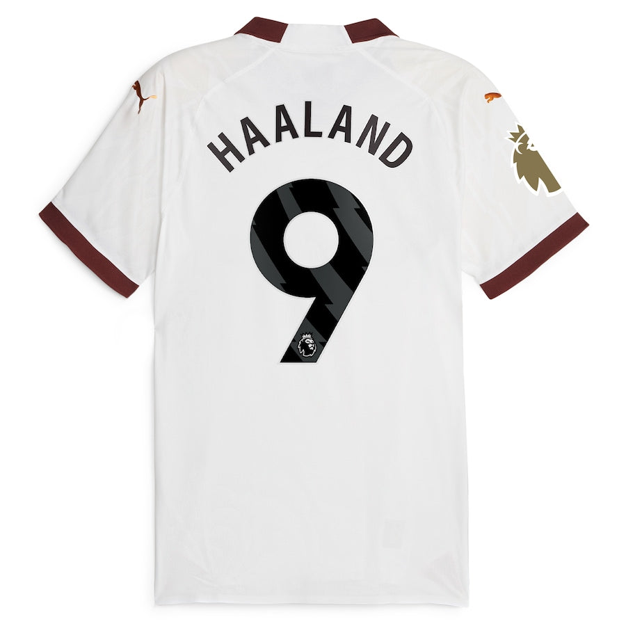 Erling Haaland Manchester City Puma 2023 24 Away Jersey - White Official Team Jersey Sports Fan Apparel