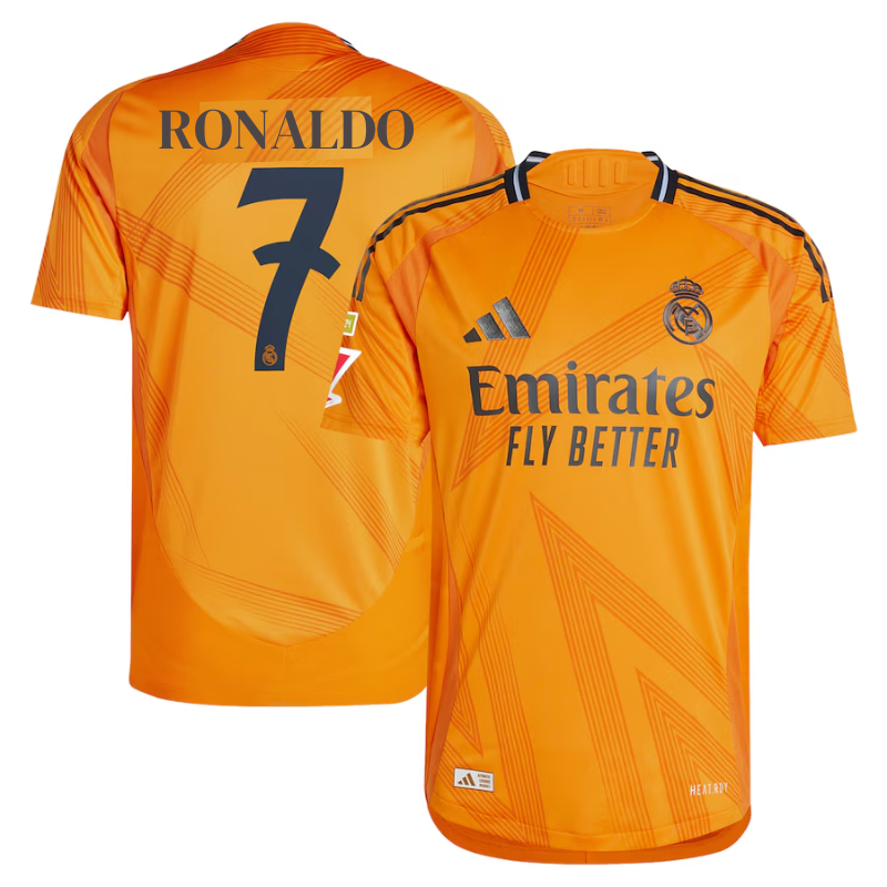 adidas Cristiano Ronaldo 2025 Real Madrid Jersey Orange Official Team Jersey Sports Fan Apparel