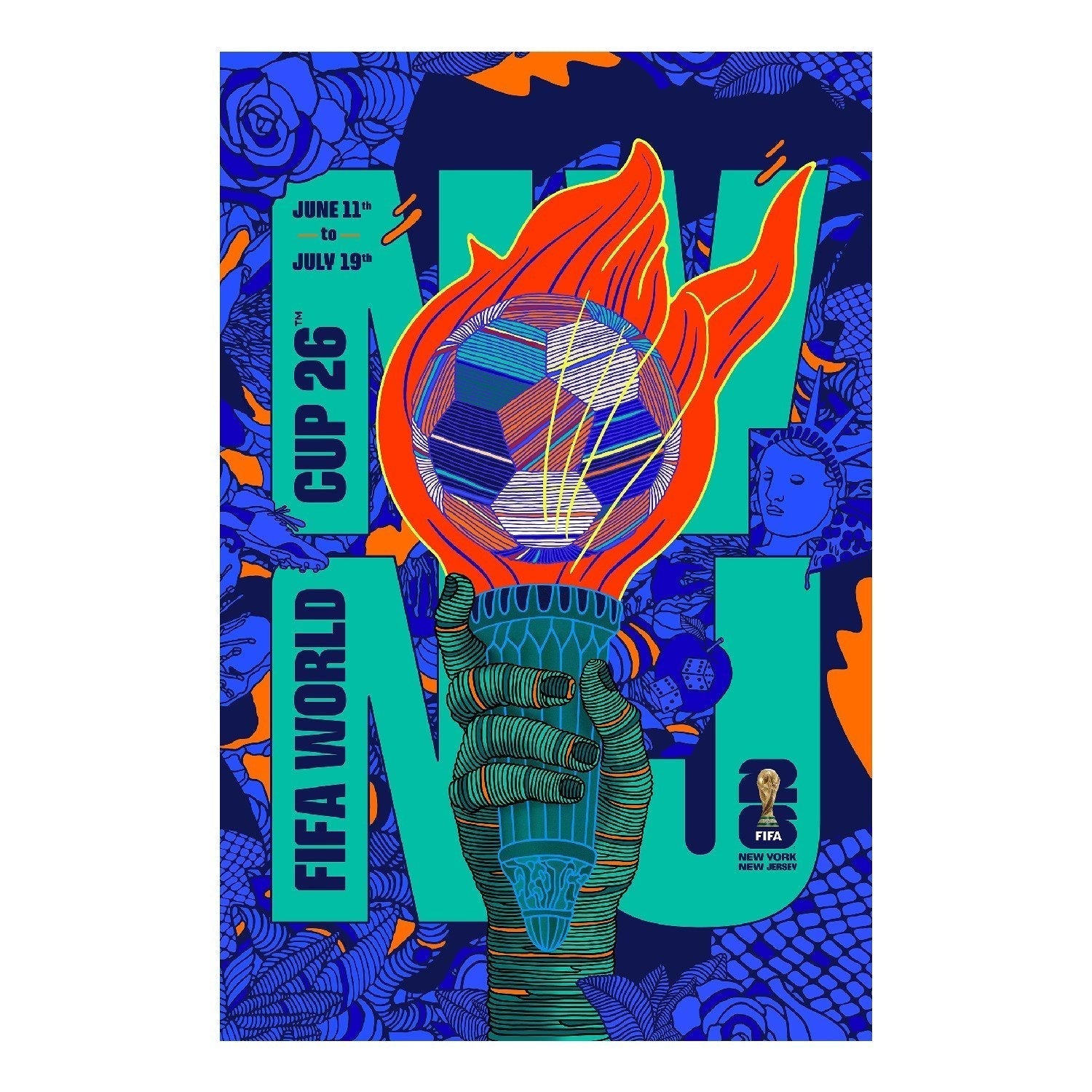 FIFA World Cup 2026 New York New Jersey Host City Poster Official Team Jersey Sports Fan Apparel