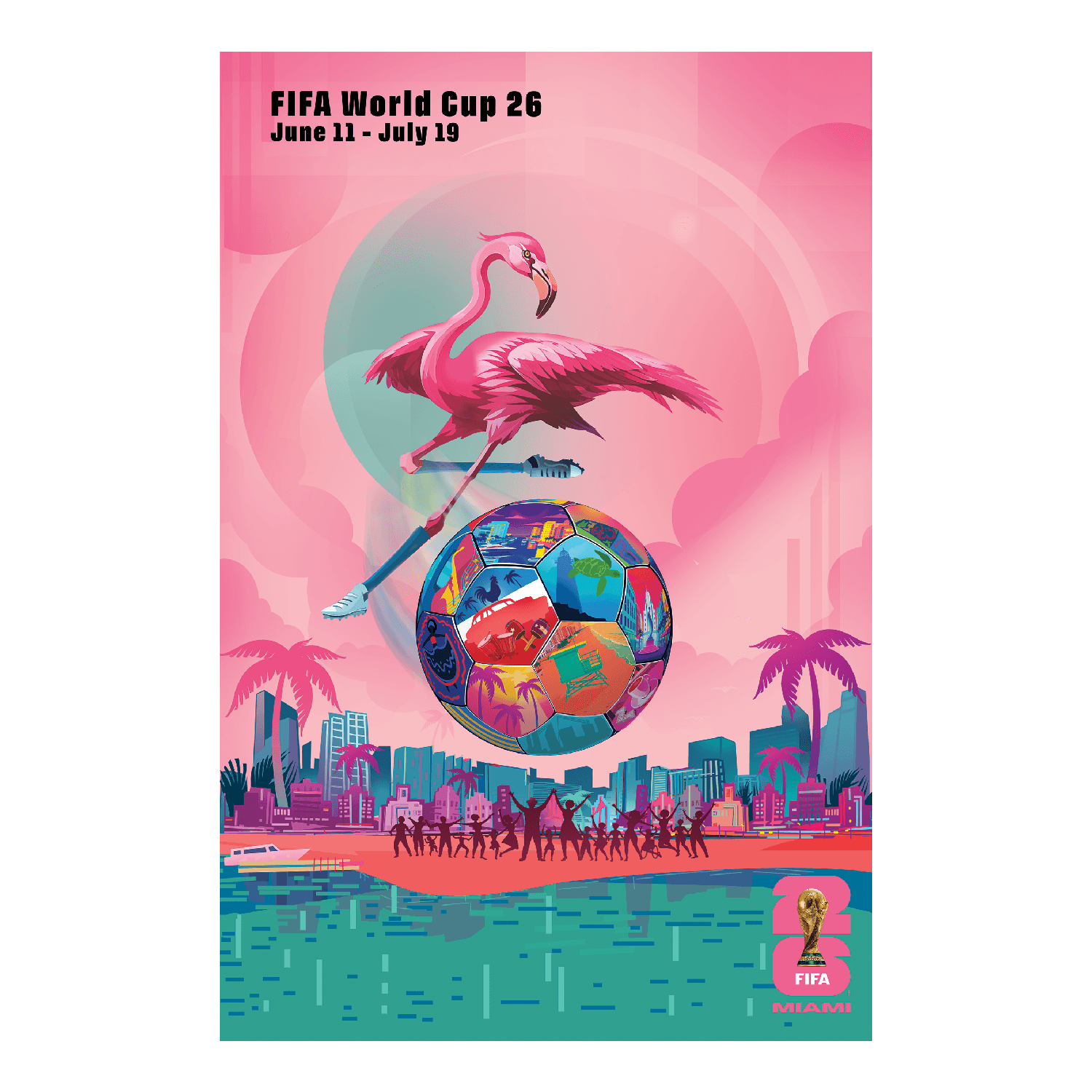 FIFA World Cup 2026 Miami Host City Poster Popular Style Comfort Casual