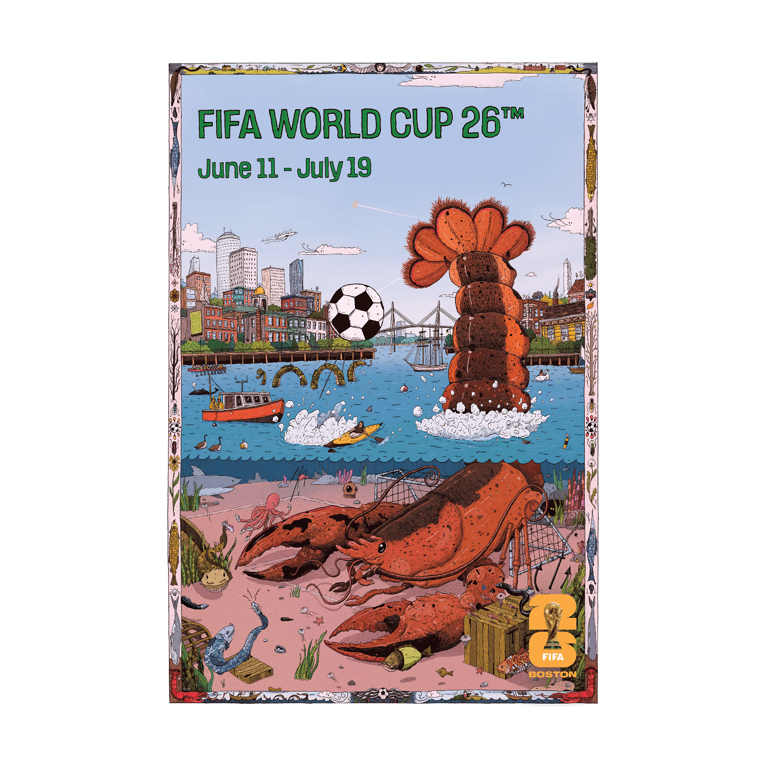 FIFA World Cup 2026 Boston Host City Poster Popular Style Comfort Casual