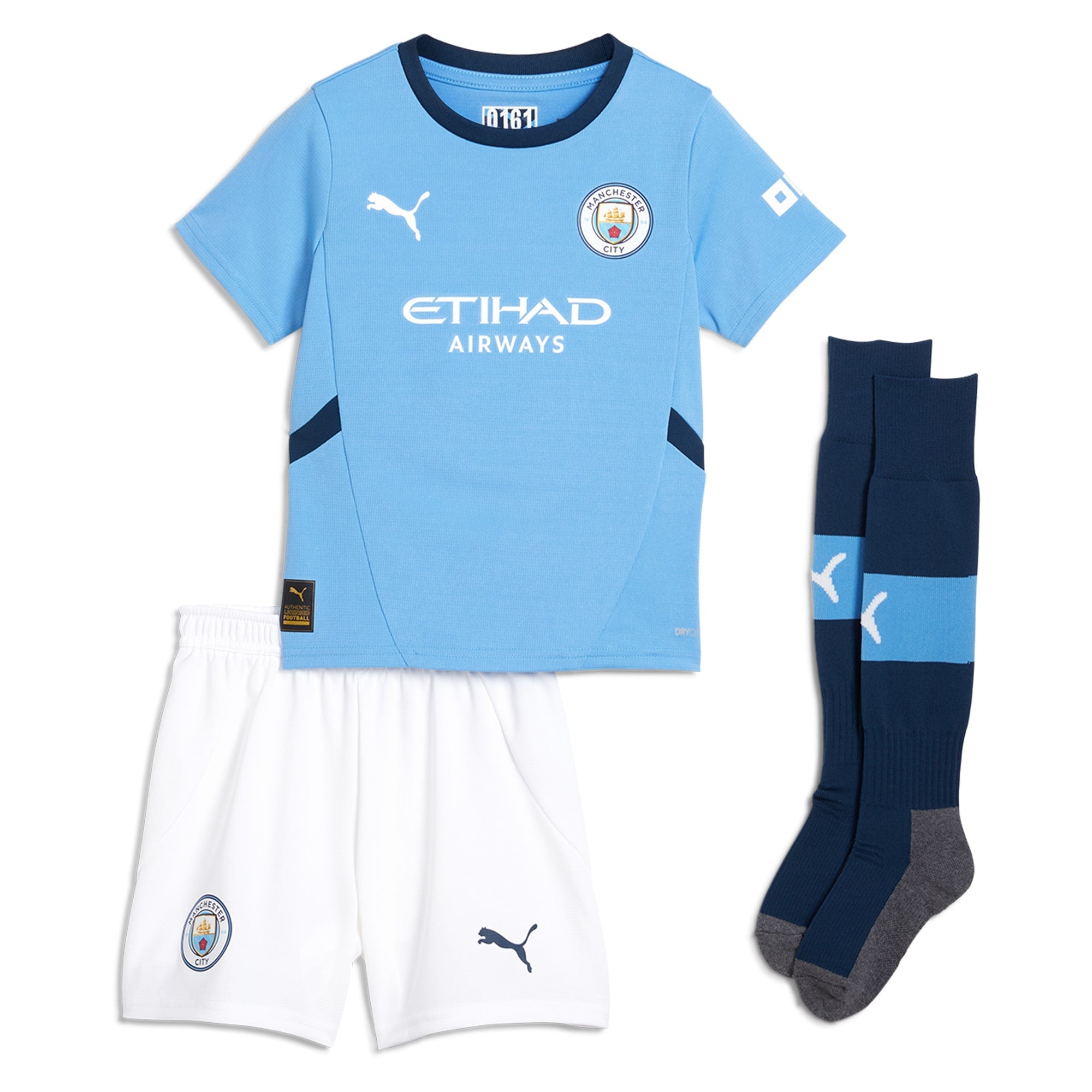 Manchester City PUMA Home Minikit 2024-25 with Haaland 9 printing Jersey - Blue Official Team Jersey Sports Fan Apparel