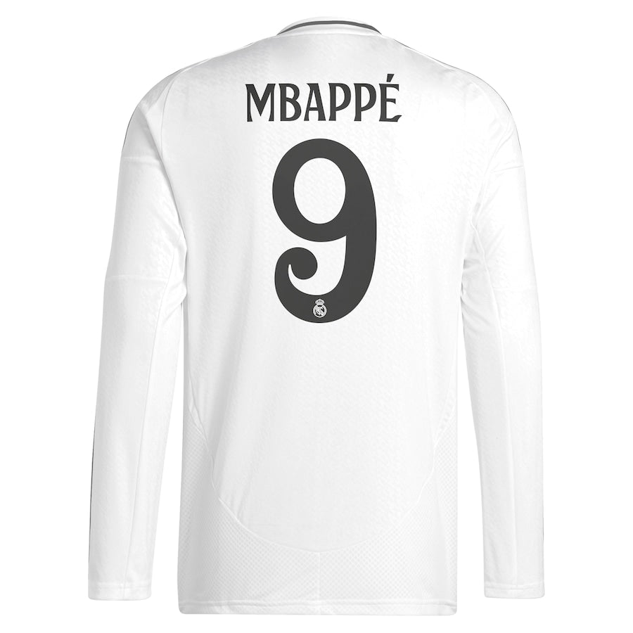 Kylian Mbappé 9 Real Madrid adidas 2024 25 Home Long Sleeve Player Jersey - White Official Team Jersey Sports Fan Apparel