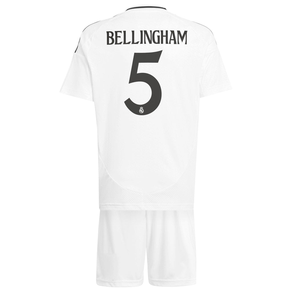 Real Madrid adidas Home Kids 2024-25 with Bellingham 5 printing Jersey - White Official Team Jersey Sports Fan Apparel