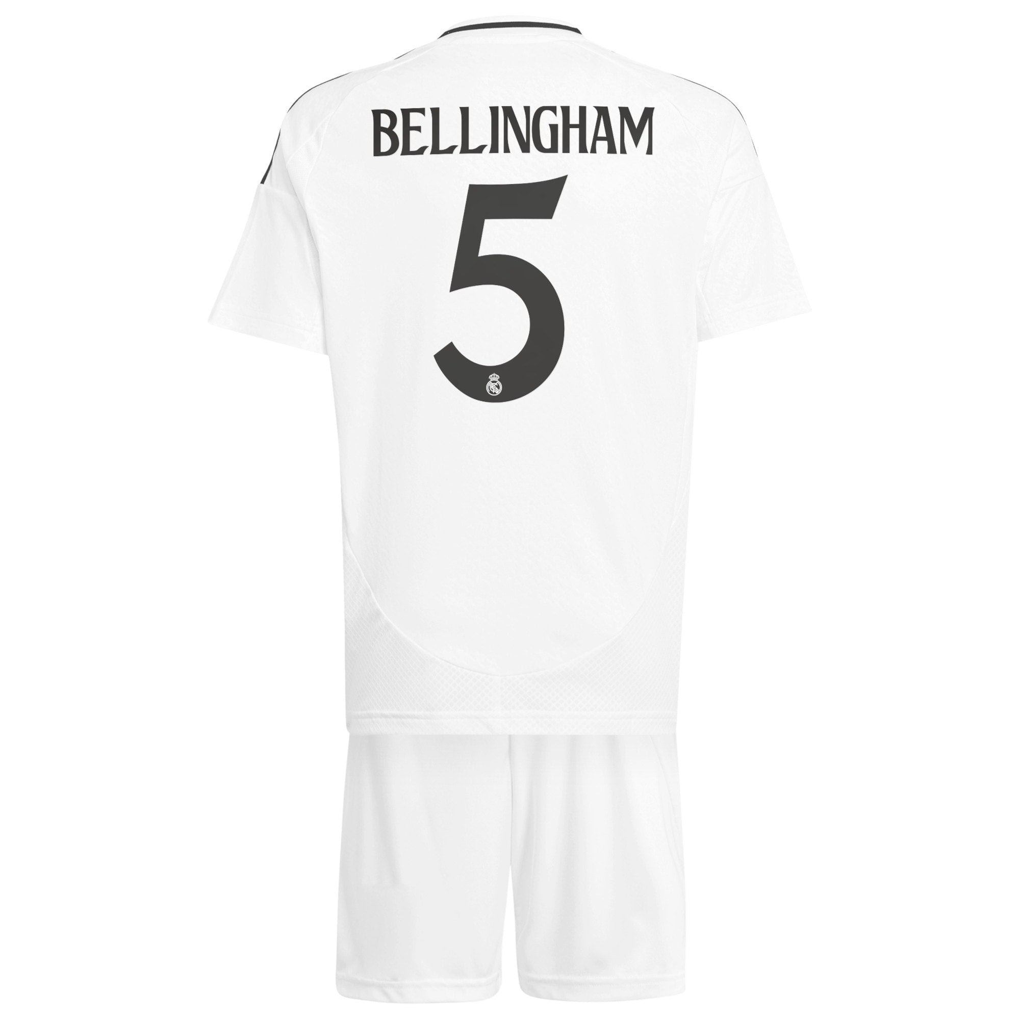 Real Madrid adidas Home Kids 2024-25 with Bellingham 5 printing Jersey - White Official Team Jersey Sports Fan Apparel